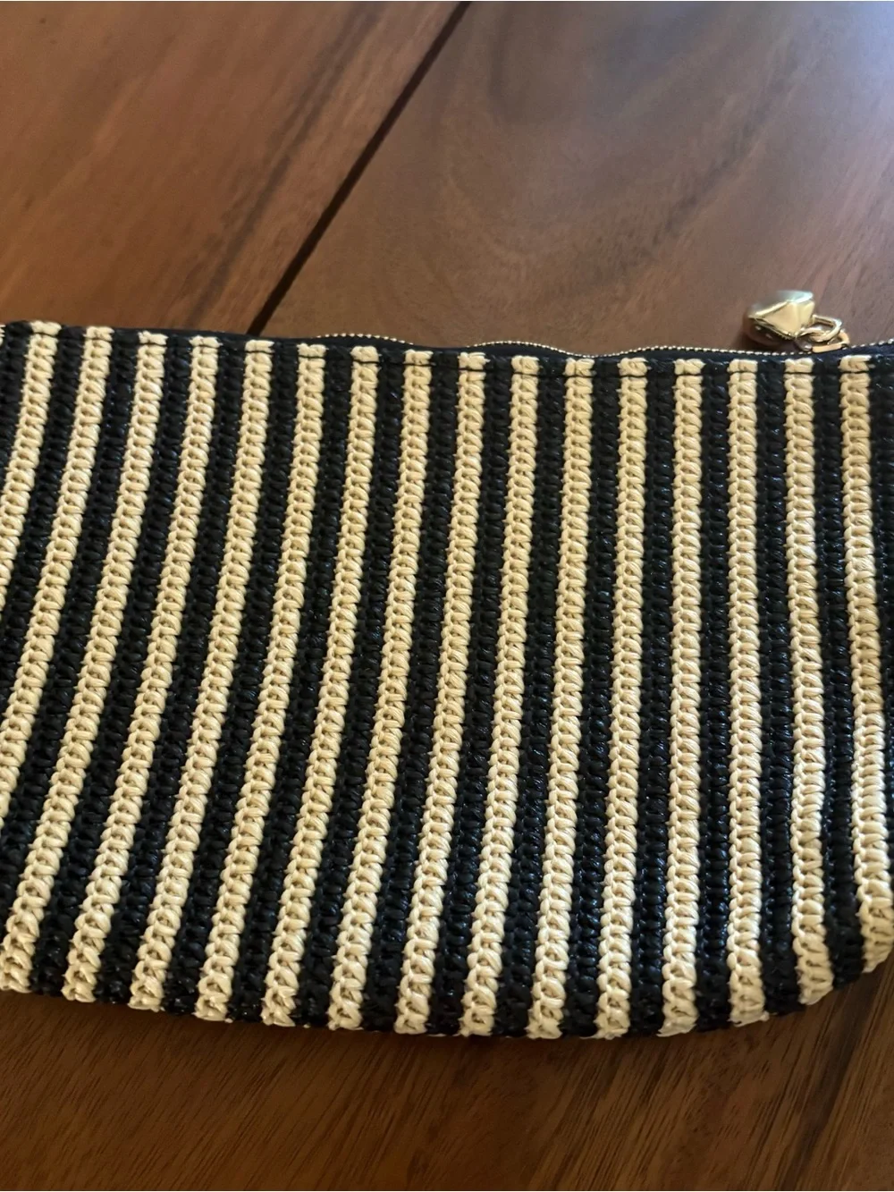 Madewell Black and Cream Striped Woven Clutch - Picture 2 of 3